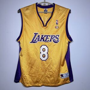 Champion Vintage 90s Los Angeles Lakers Kobe Bryant 8 Gold Jersey Mens 40 Medium